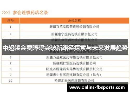 中超转会费障碍突破新路径探索与未来发展趋势